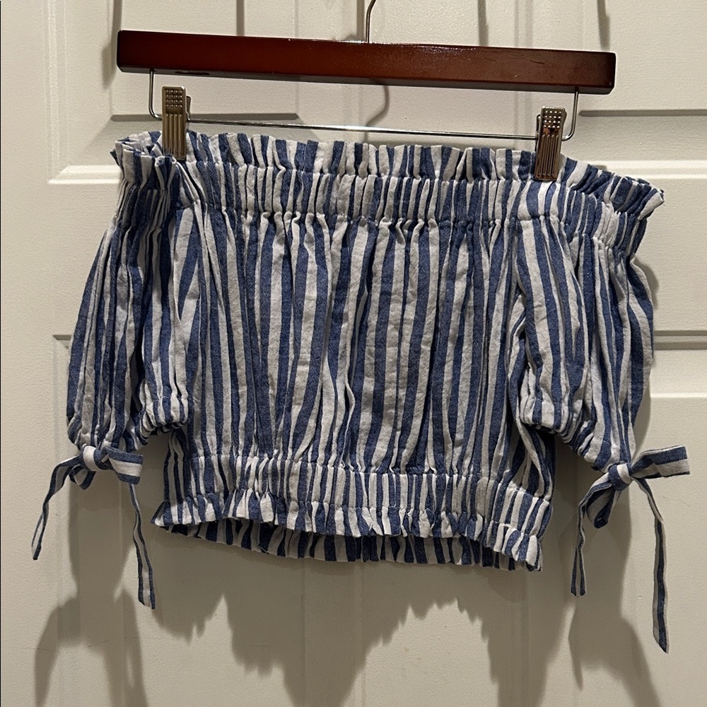 FAVLUX Blue and White Striped Top